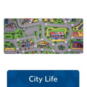 Learning Carpets City Life Play Carpet, 79'x36' Rect. Kids Playroom Road Rug, Classroom Furniture, Toddler Playmat Rug for Daycare/Homeschool