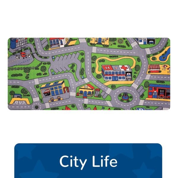 Learning Carpets City Life Play Carpet, 79'x36' Rect. Kids Playroom Road Rug, Classroom Furniture, Toddler Playmat Rug for Daycare/Homeschool