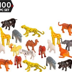 100 Piece Party Pack Mini Wild Jungle Animals - Plastic Mini Educational Jungle Animal Toys - Fun Gift Party