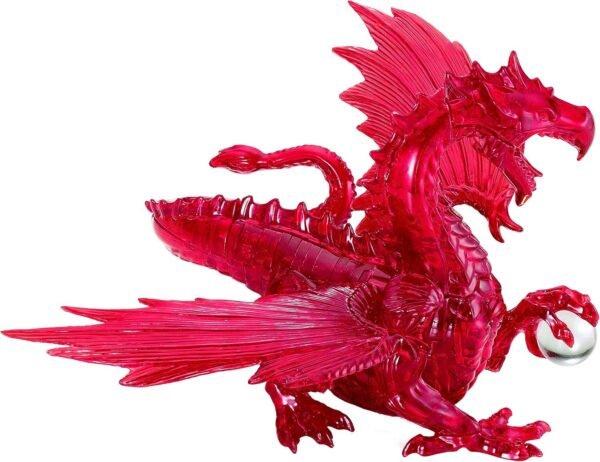 Bepuzzled Deluxe 3D Crystal Jigsaw Puzzle - Red Dragon DIY Assembly Brain Teaser, Fun Model Toy Gift Decoration for Adults & Kids Age 12 & Up, 56Piece (Level 3)