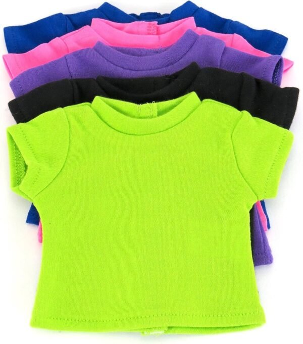 American Fashion World T-Shirts Set 5 Different Vibrant Colors Fits 18 inch Doll