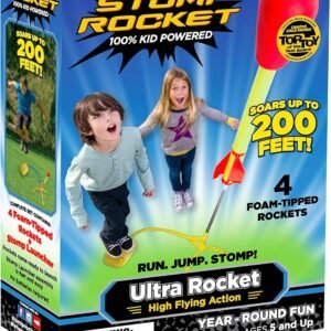 Stomp Rocket Ultra Rocket, 4 Rockets - Outdoor Rocket Toy Gift for Boys and Girls - Comes with Toy Rocket Launcher - Ages 5 Years and Up