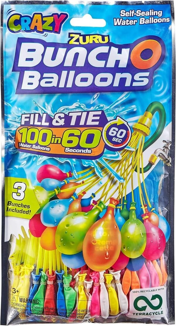 Bunch O Balloons 100 Rapid-Fill Crazy Color Water Balloons (3 Pack)