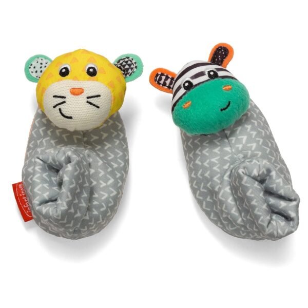 Infantino Foot Rattles, Zebra and Tiger, Zebra/Tiger