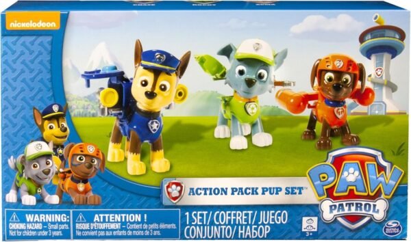 Paw Patrol Action Pack Pups 3pk Figure Set Chase, Rocky, Zuma