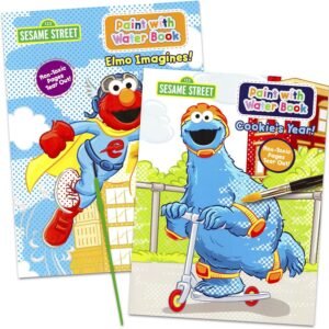 Sesame Street Paint With Water Books with Paint Brush (2 Books, 1 Green-Tip P...