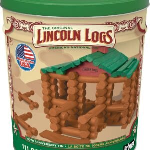 LINCOLN LOGS ?100th Anniversary Tin-111 Pieces-Real Wood Logs-Ages 3+ - Best Retro Building Gift Set for Boys/Girls - Creative Construction Engineering ? Top Blocks Game Kit - Preschool Education Toy