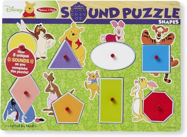 Melissa & Doug Disney Winnie the Pooh Shapes Sound Puzzle - Wooden Peg Puzzle (8 pcs)