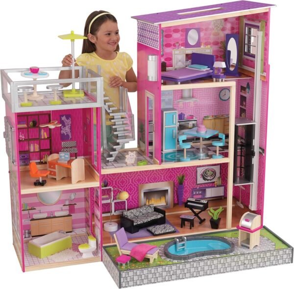 KidKraft Girl's Uptown Dollhouse with Furniture