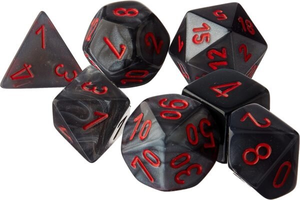 Chessex CHX27478 Dice-Velvet Set, Black/Red