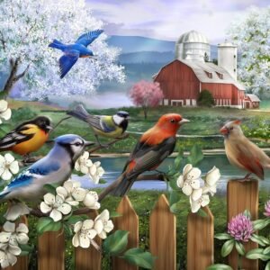 The Jigsaw Puzzle Factory Songbirds Sunflower, Spring and Birds Puzzle Games for Adults and Family, Ages 12 and Up, 550 Piece, 100% Biodegradable